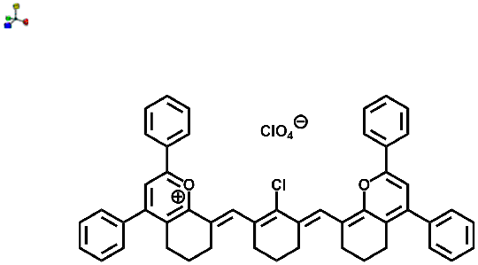 8-((2-Chloro-3-((2,4-diphenyl-6,7-dihydro-5H-chromen-8-yl)methylene)cyclohex-1-enyl)methylene)-2,4-diphenyl-5,6,7,8-tetrahydrochromenylium perchlorate 